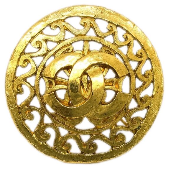 Chanel Medallion Brooch Pin Gold 95A 172996 - Picture 1 of 4